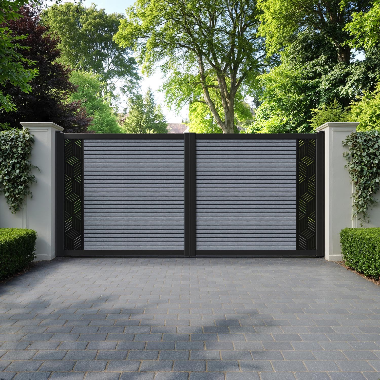 Hudson Cubed Straight Top Driveway Gate - Anthracite - End Screen