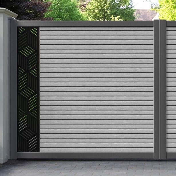 Hudson Cubed Straight Top Driveway Gate - Light Grey - End Screen