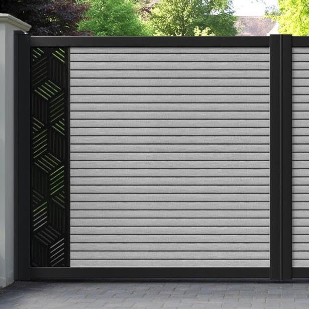 Hudson Cubed Straight Top Driveway Gate - Light Grey - End Screen
