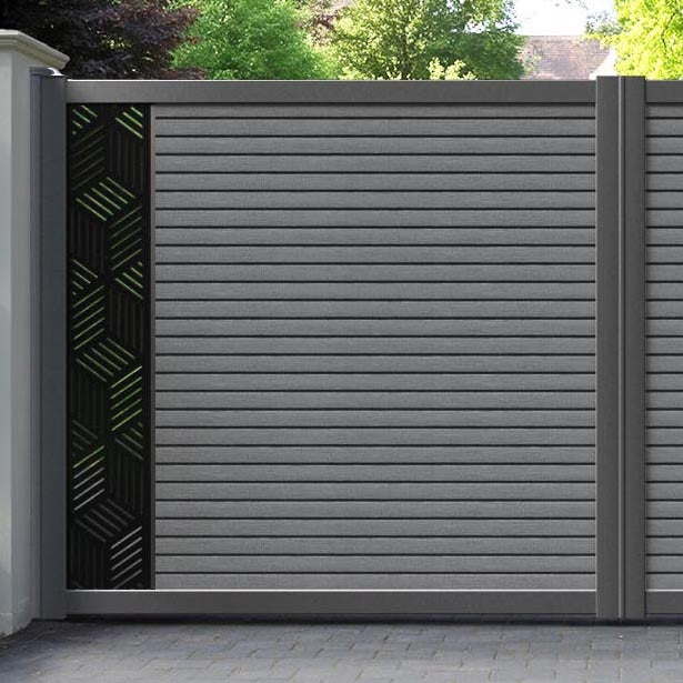 Hudson Cubed Straight Top Driveway Gate - Mid Grey - End Screen