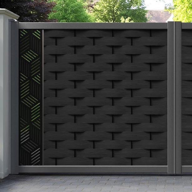 Ripple Cubed Straight Top Driveway Gate - Black - End Screen