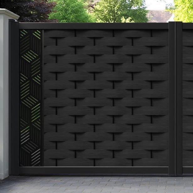 Ripple Cubed Straight Top Driveway Gate - Black - End Screen