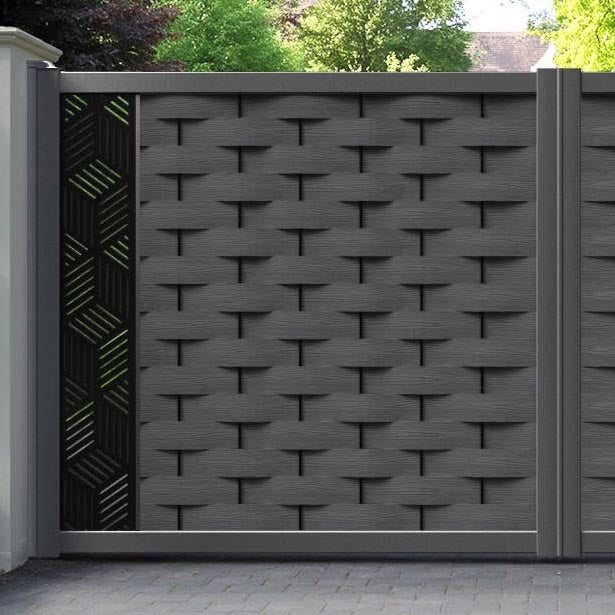 Ripple Cubed Straight Top Driveway Gate - Dark Grey - End Screen