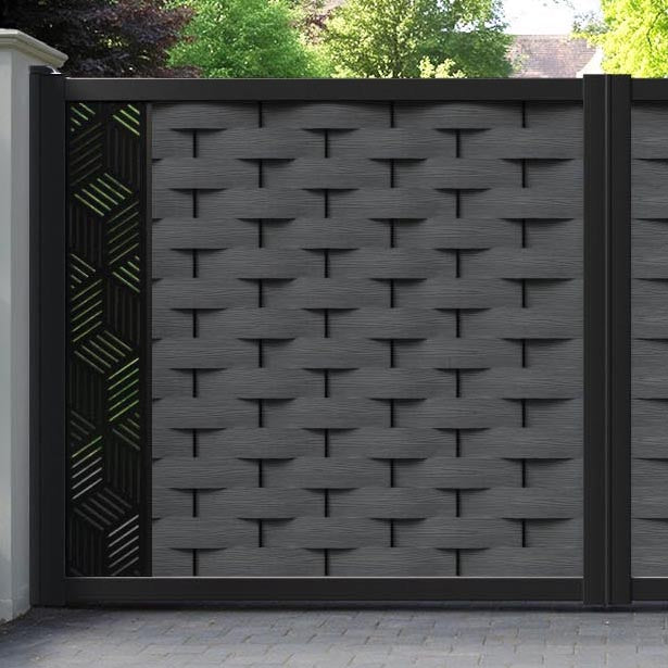 Ripple Cubed Straight Top Driveway Gate - Dark Grey - End Screen