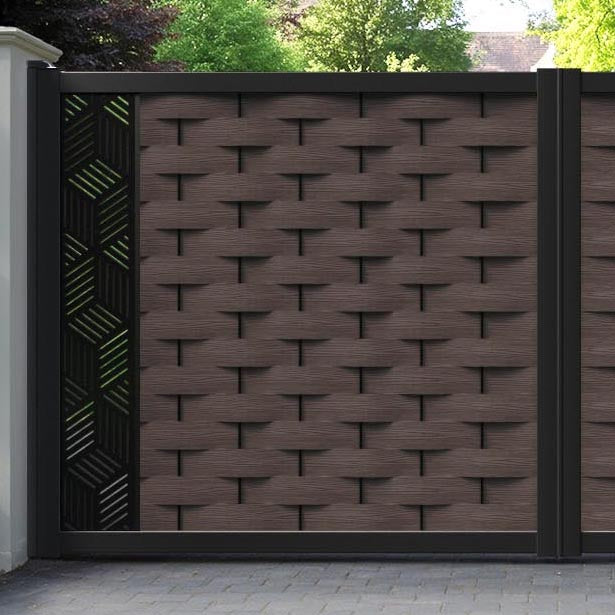 Ripple Cubed Straight Top Driveway Gate - Mid Brown - End Screen