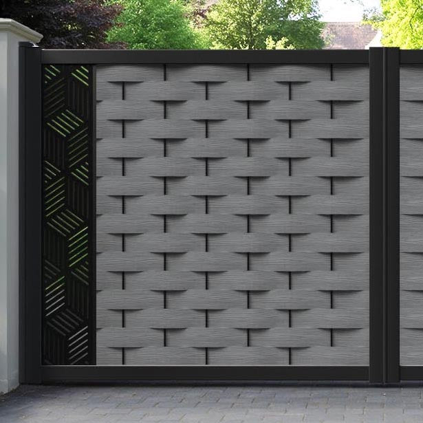 Ripple Cubed Straight Top Driveway Gate - Mid Grey - End Screen