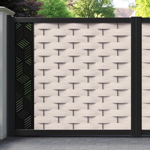 Ripple Cubed Straight Top Driveway Gate - Mid Stone - End Screen