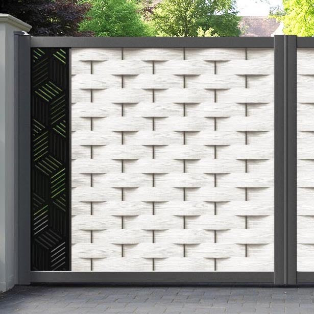 Ripple Cubed Straight Top Driveway Gate - Light Stone - End Screen