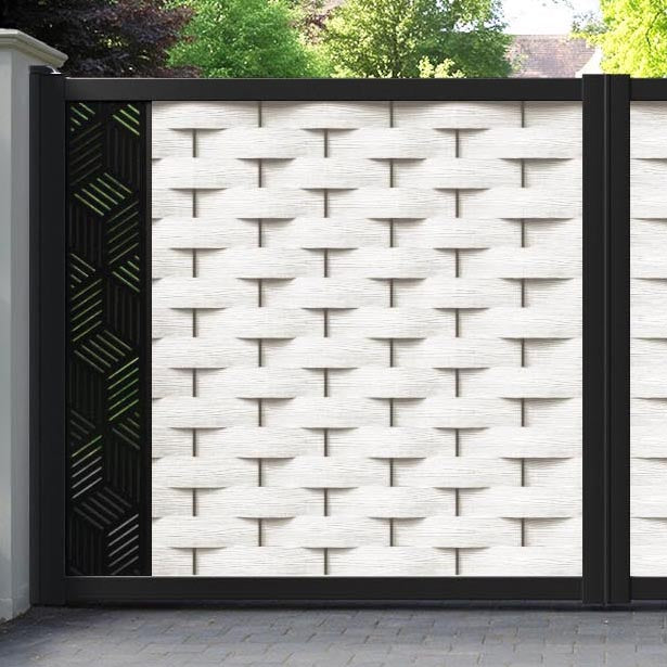 Ripple Cubed Straight Top Driveway Gate - Light Stone - End Screen