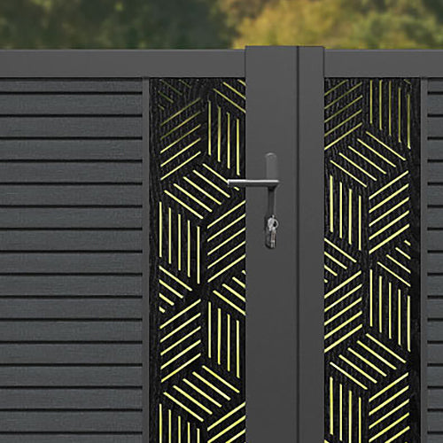 Hudson Cubed Straight Top Driveway Gate - Dark Grey - Middle Screen