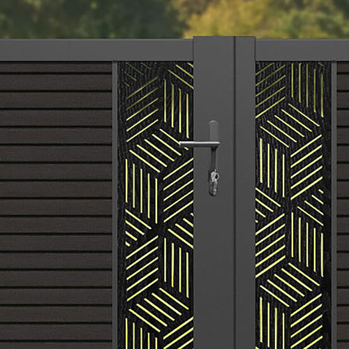Hudson Cubed Straight Top Driveway Gate - Dark Oak - Middle Screen