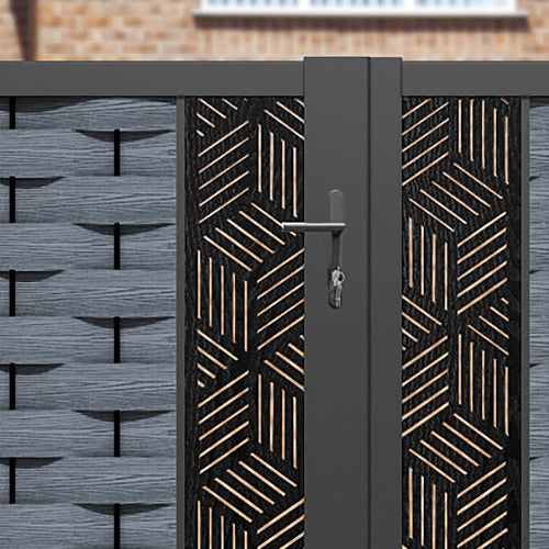 Ripple Cubed Straight Top Driveway Gate - Anthracite - Middle & End Screen