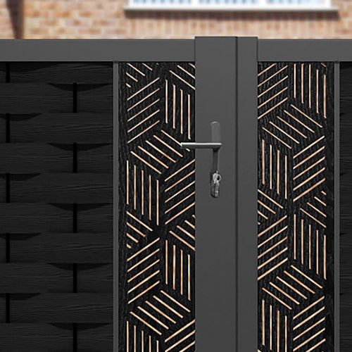 Ripple Cubed Straight Top Driveway Gate - Black - Middle & End Screen