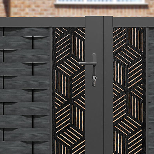 Ripple Cubed Straight Top Driveway Gate - Dark Grey - Middle & End Screen