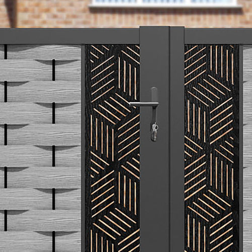 Ripple Cubed Straight Top Driveway Gate - Light Grey - Middle & End Screen