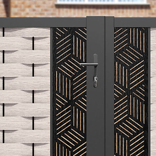 Ripple Cubed Straight Top Driveway Gate - Mid Stone - Middle Screen