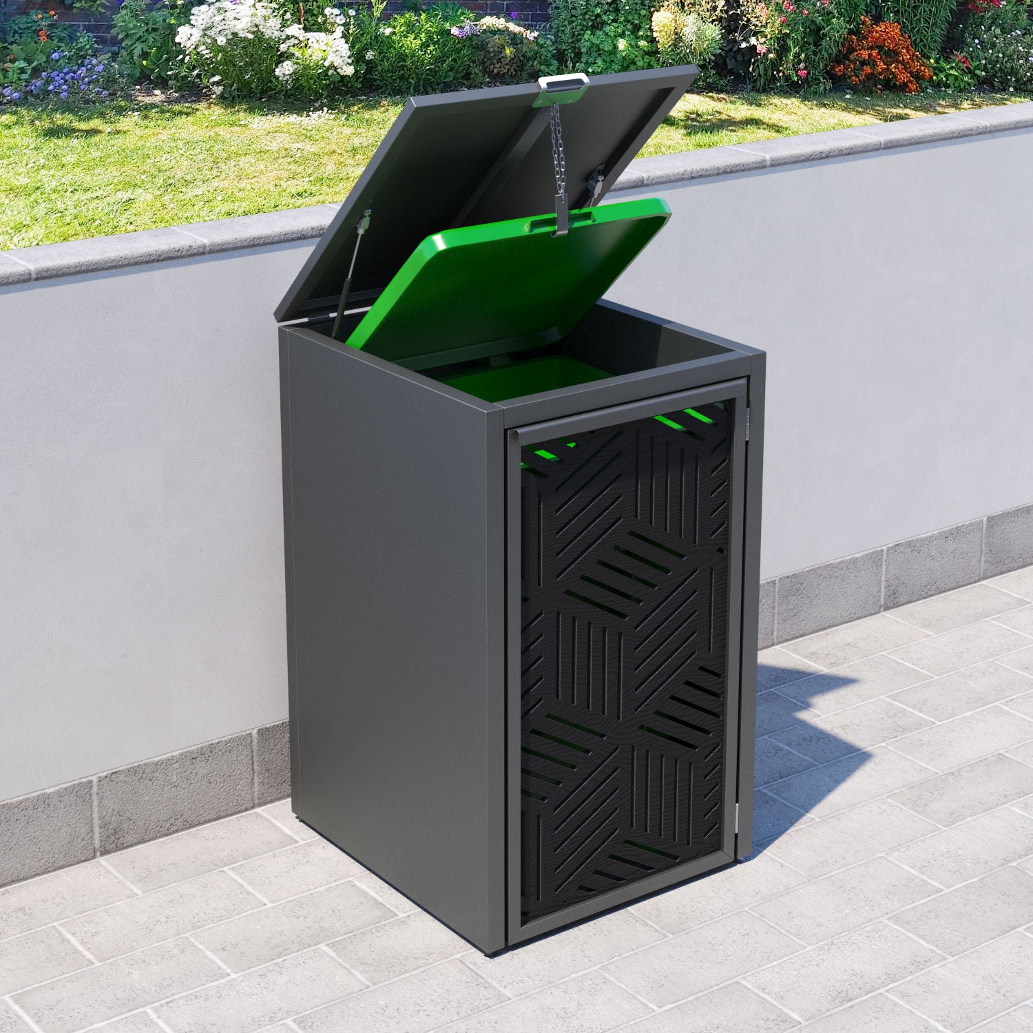 Grey 1 Bin Store with Cubed Door Screen