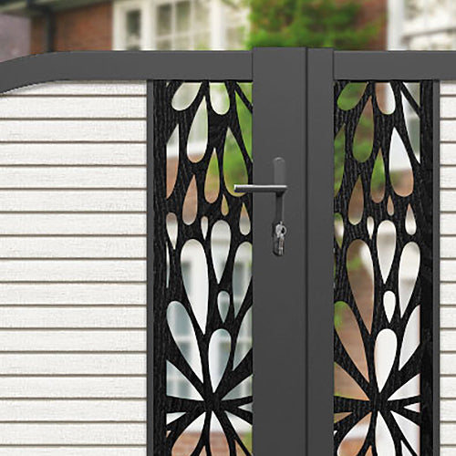 Hudson Blossom Curved Top Driveway Gate - Light Stone - Middle Screen