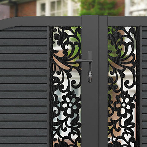Hudson Eden Curved Top Driveway Gate - Dark Grey - Middle Screen