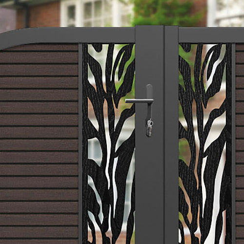 Hudson Malawi Curved Top Driveway Gate - Mid Brown - Middle & End Screen
