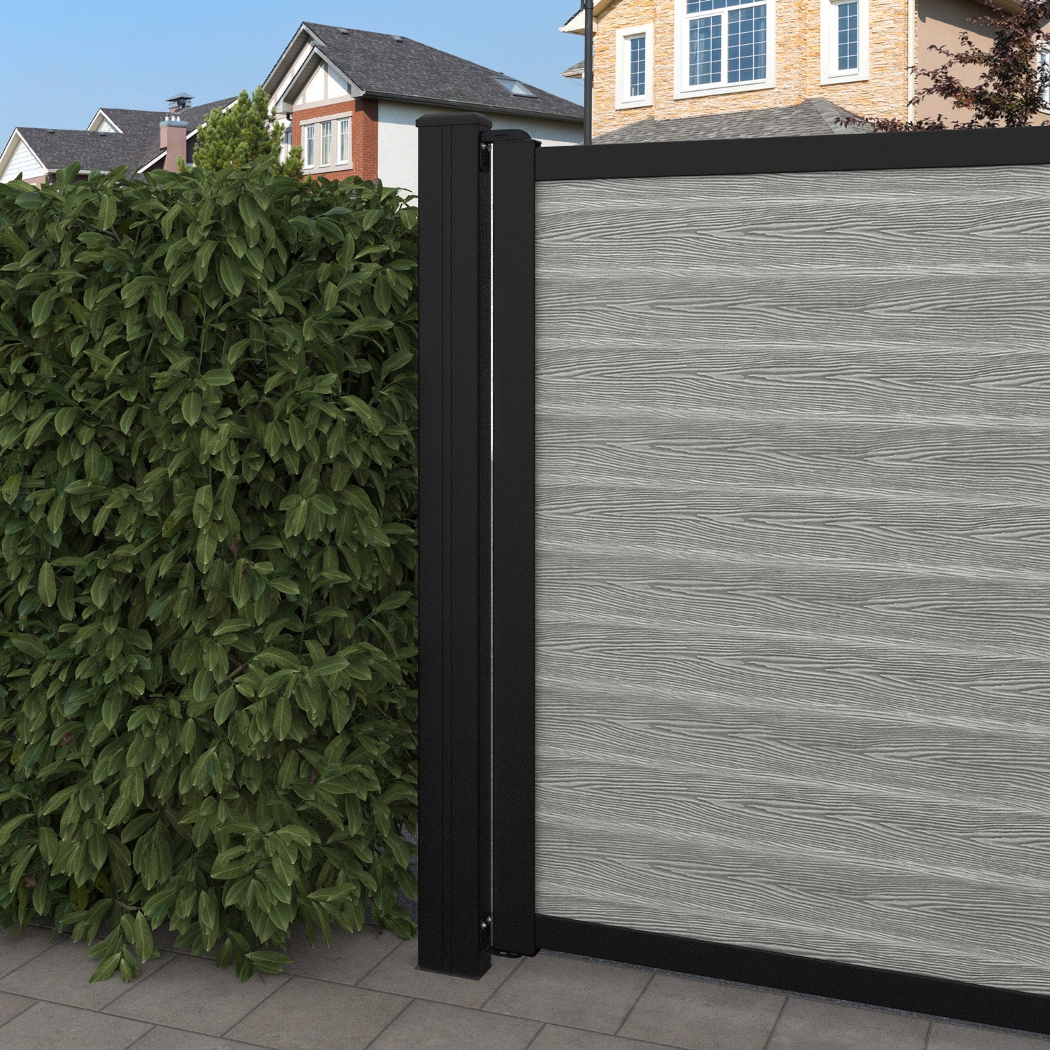 Classic Botanic Curved Top Driveway Gate - Light Grey - End Screen
