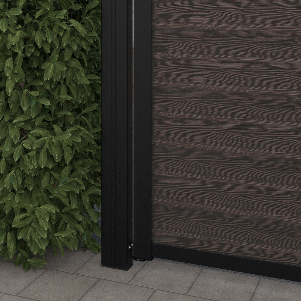 Classic Pebble Split Screen Straight Top Driveway Gate - Mid Brown - Top Screen