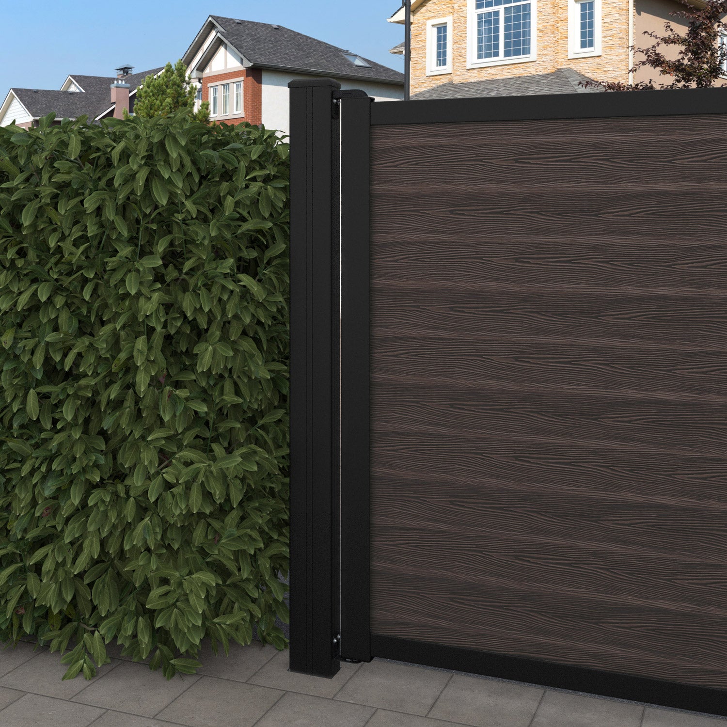Classic Laurel Straight Top Driveway Gate - Mid Brown - End Screen