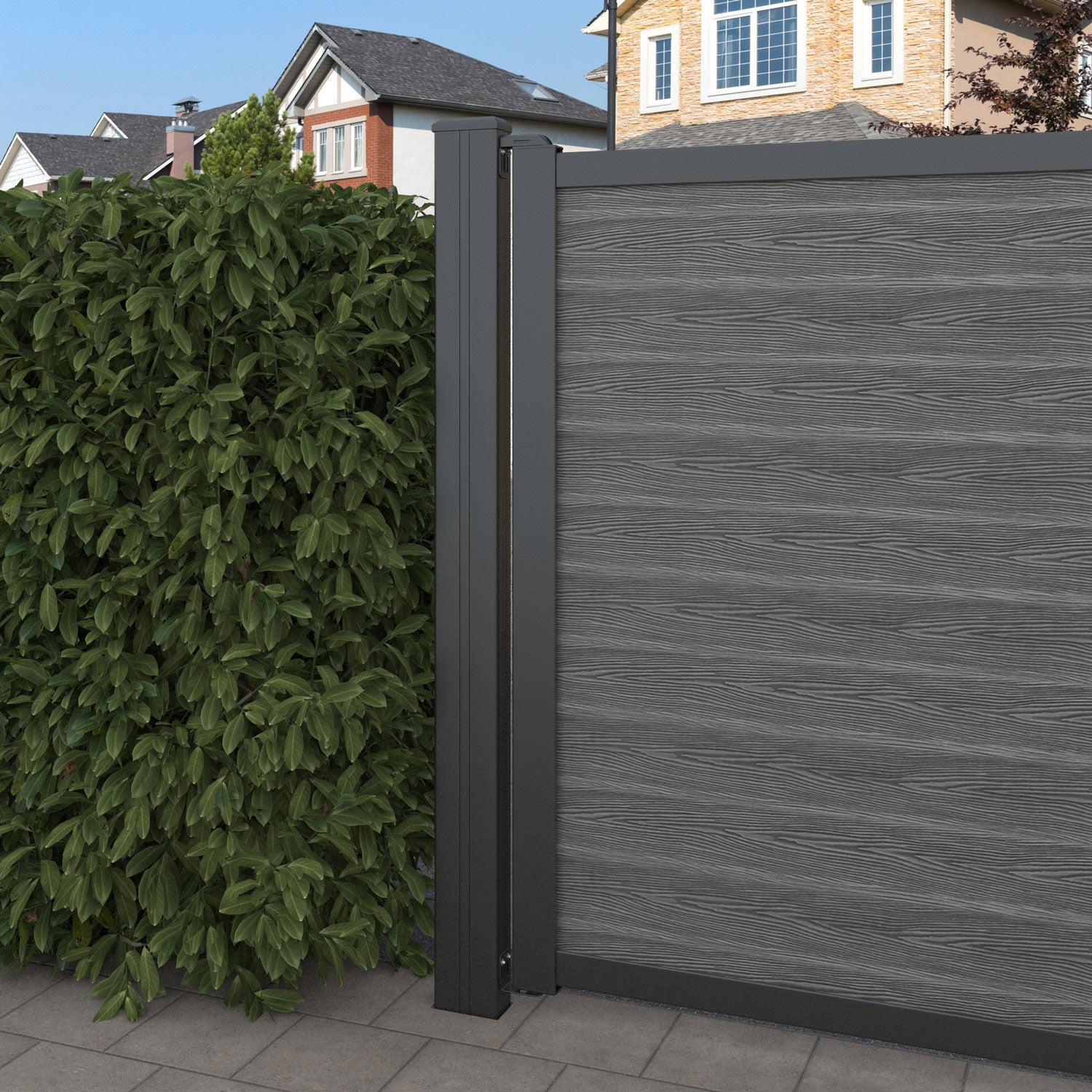 Classic Ambar Curved Top Driveway Gate - Mid Grey - Middle Screen