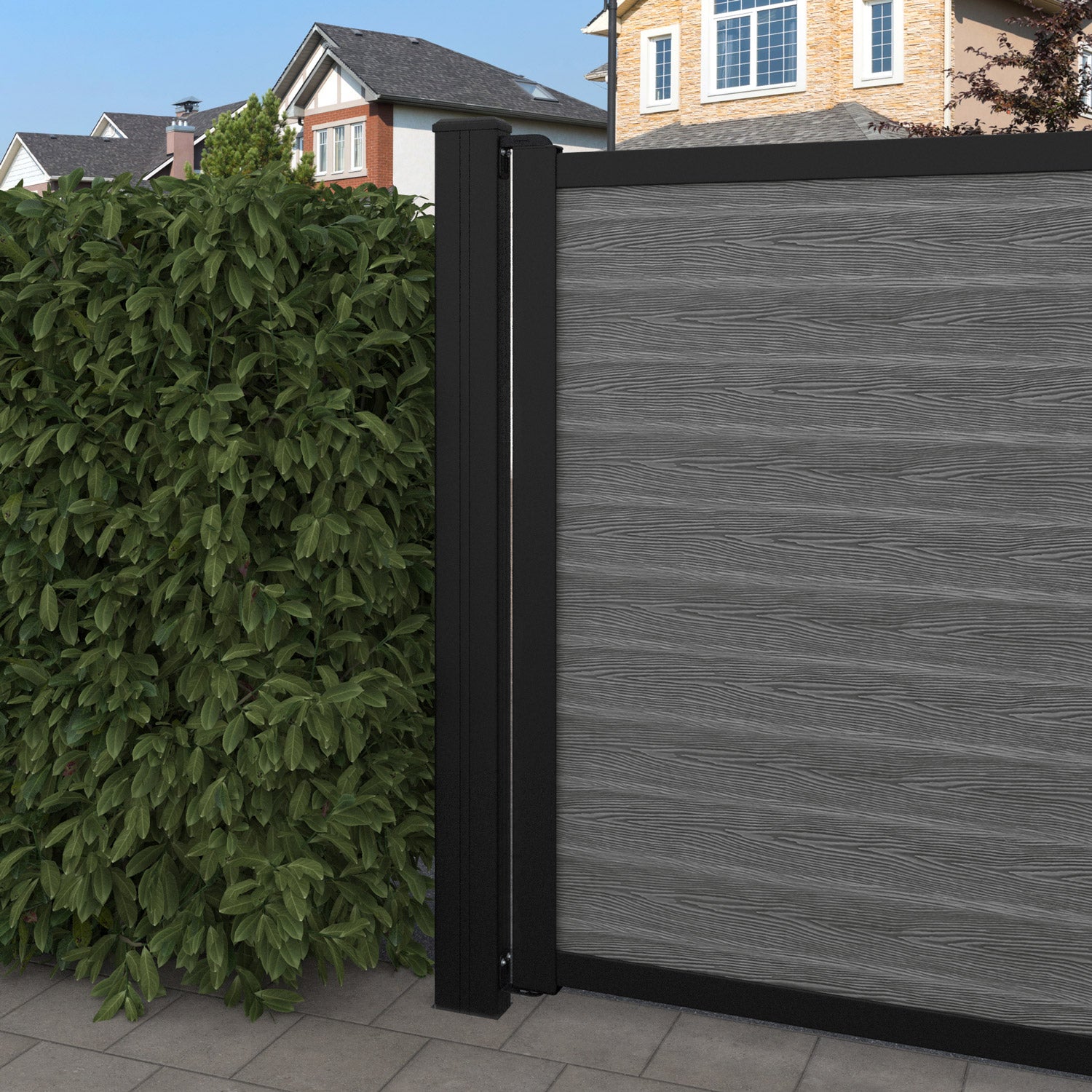 Classic Poppy Curved Top Driveway Gate - Mid Grey - End Screen