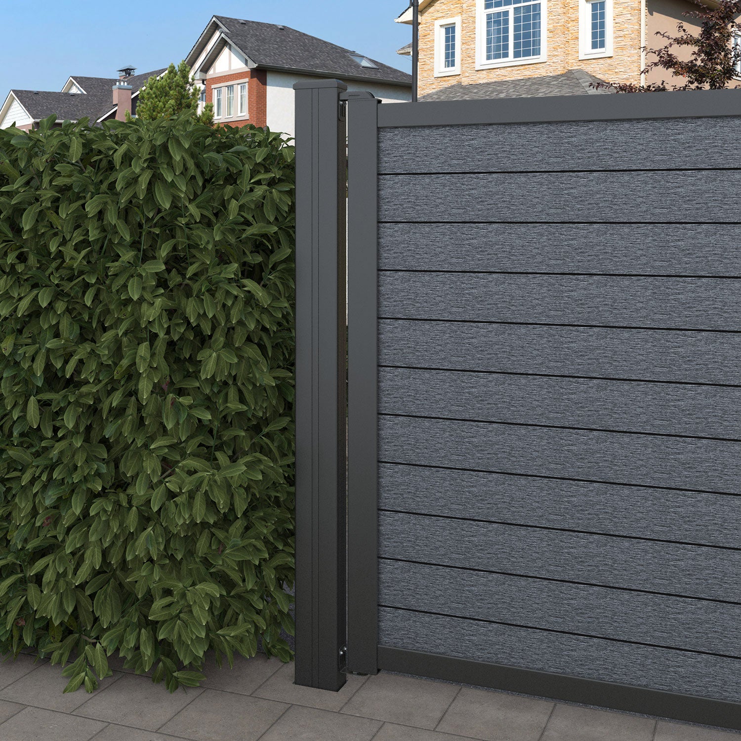 Fusion Linea Curved Top Driveway Gate - Anthracite - End Screen