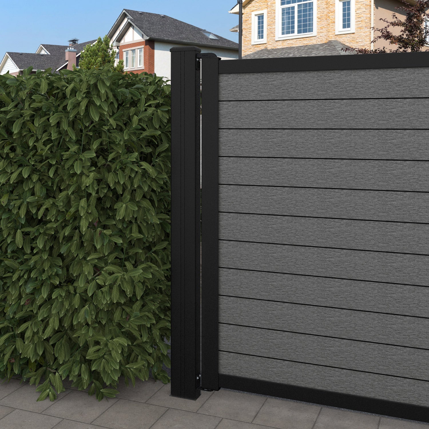 Fusion Habitat Curved Top Driveway Gate - Mid Grey - Middle Screen
