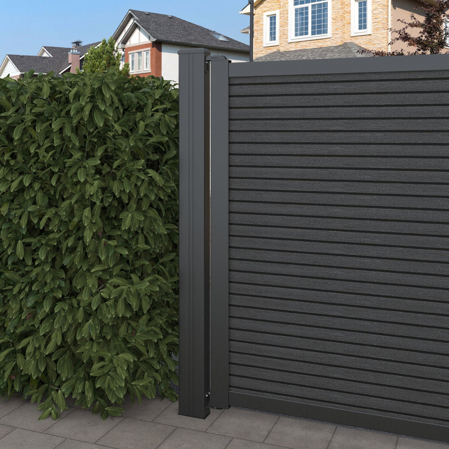 Hudson Linea Curved Top Driveway Gate - Dark Grey - Top Screen