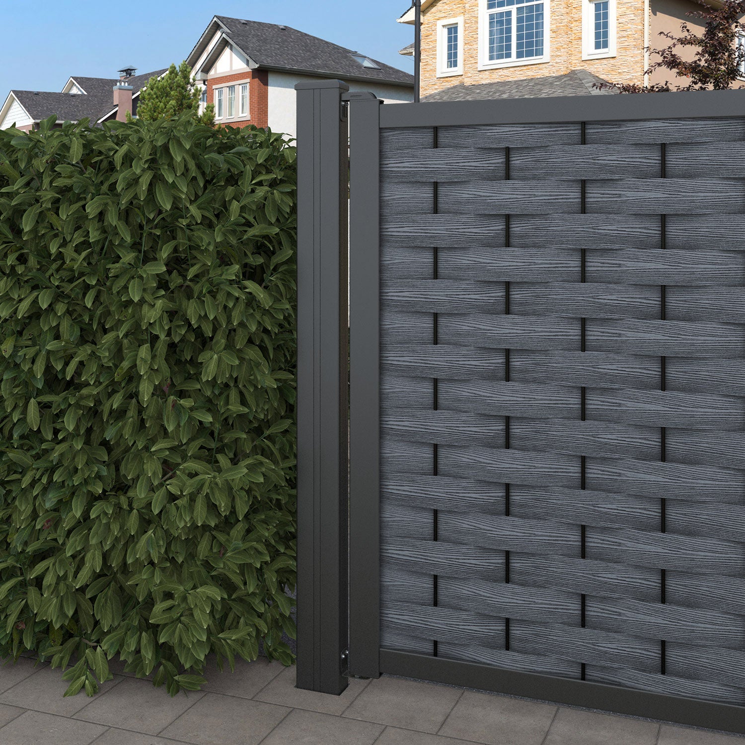 Ripple Laurel Straight Top Driveway Gate - Anthracite - Middle & End Screen