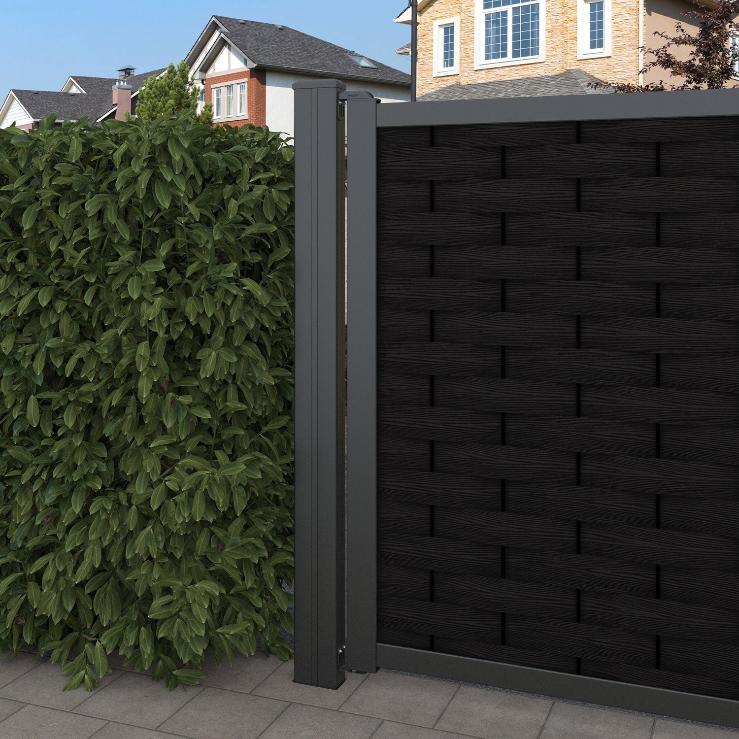 Ripple Alnara Straight Top Driveway Gate - Black - End Screen
