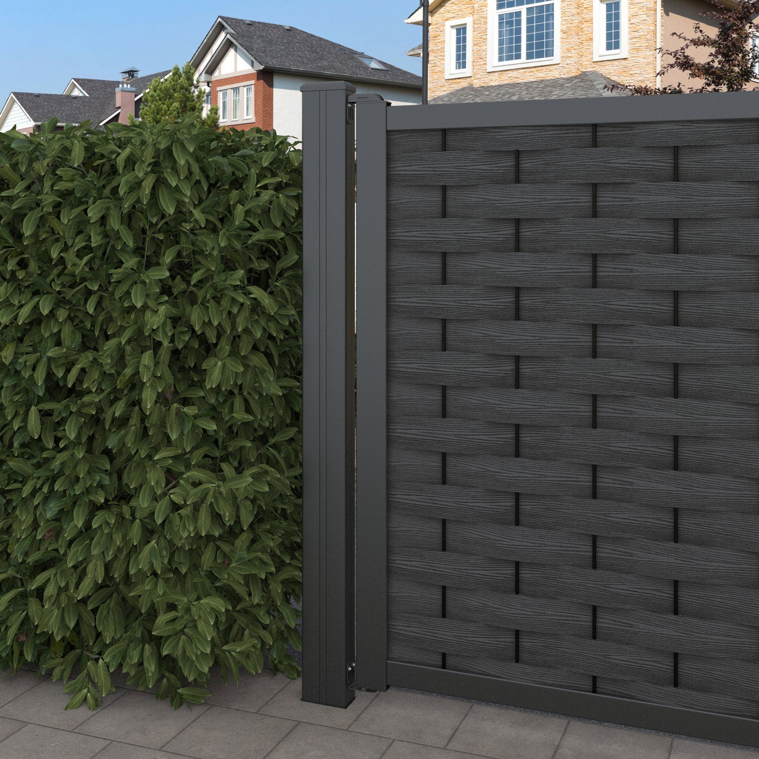 Ripple Aspen Straight Top Driveway Gate - Dark Grey - Middle & End Screen