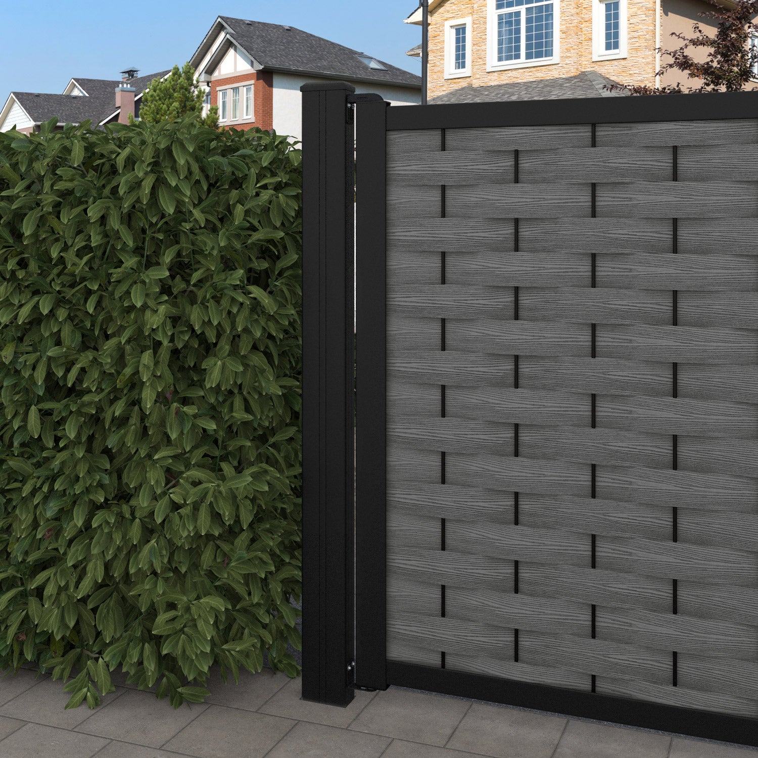 Ripple Twilight Straight Top Driveway Gate - Mid Grey - Middle Screen