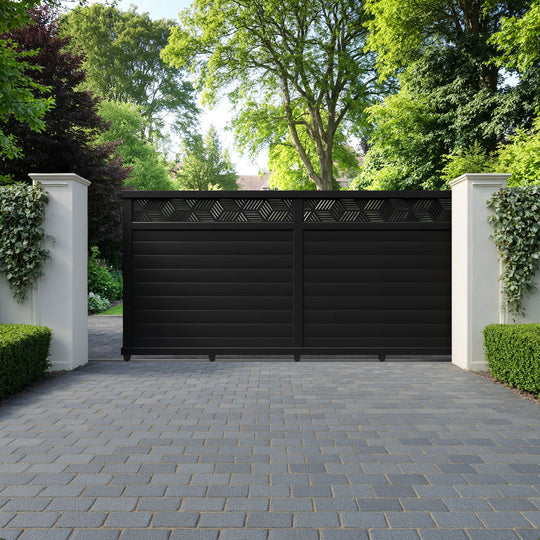 Cubed Aluminium Sliding Straight Top Driveway Gate