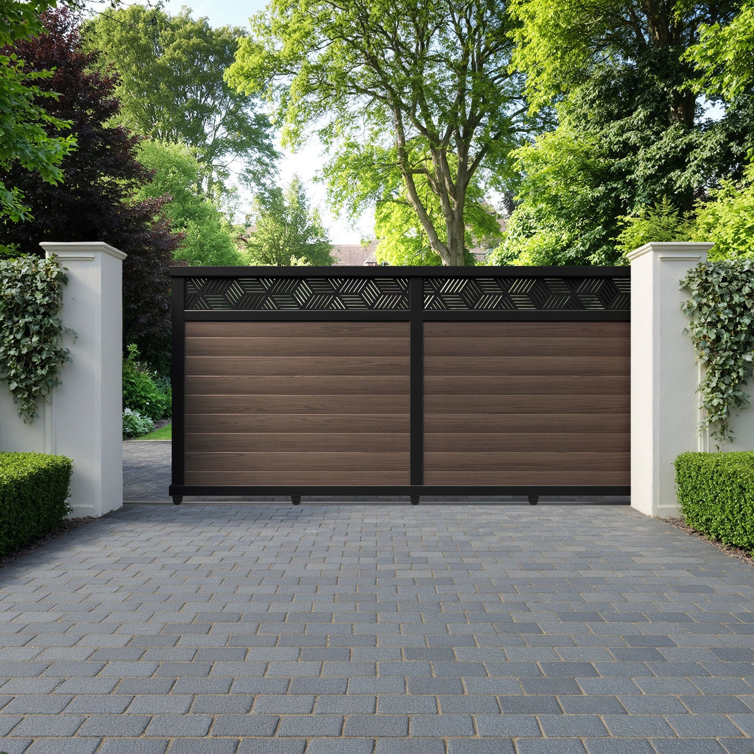 Cubed Aluminium Sliding Straight Top Driveway Gate