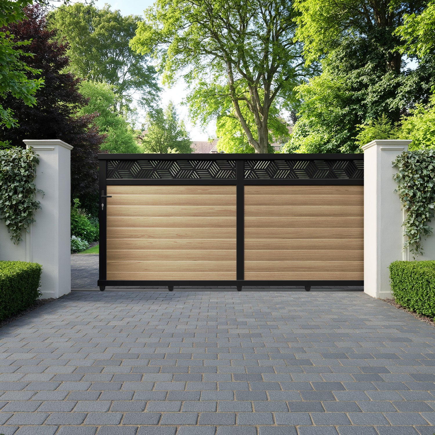 Cubed Aluminium Sliding Straight Top Driveway Gate
