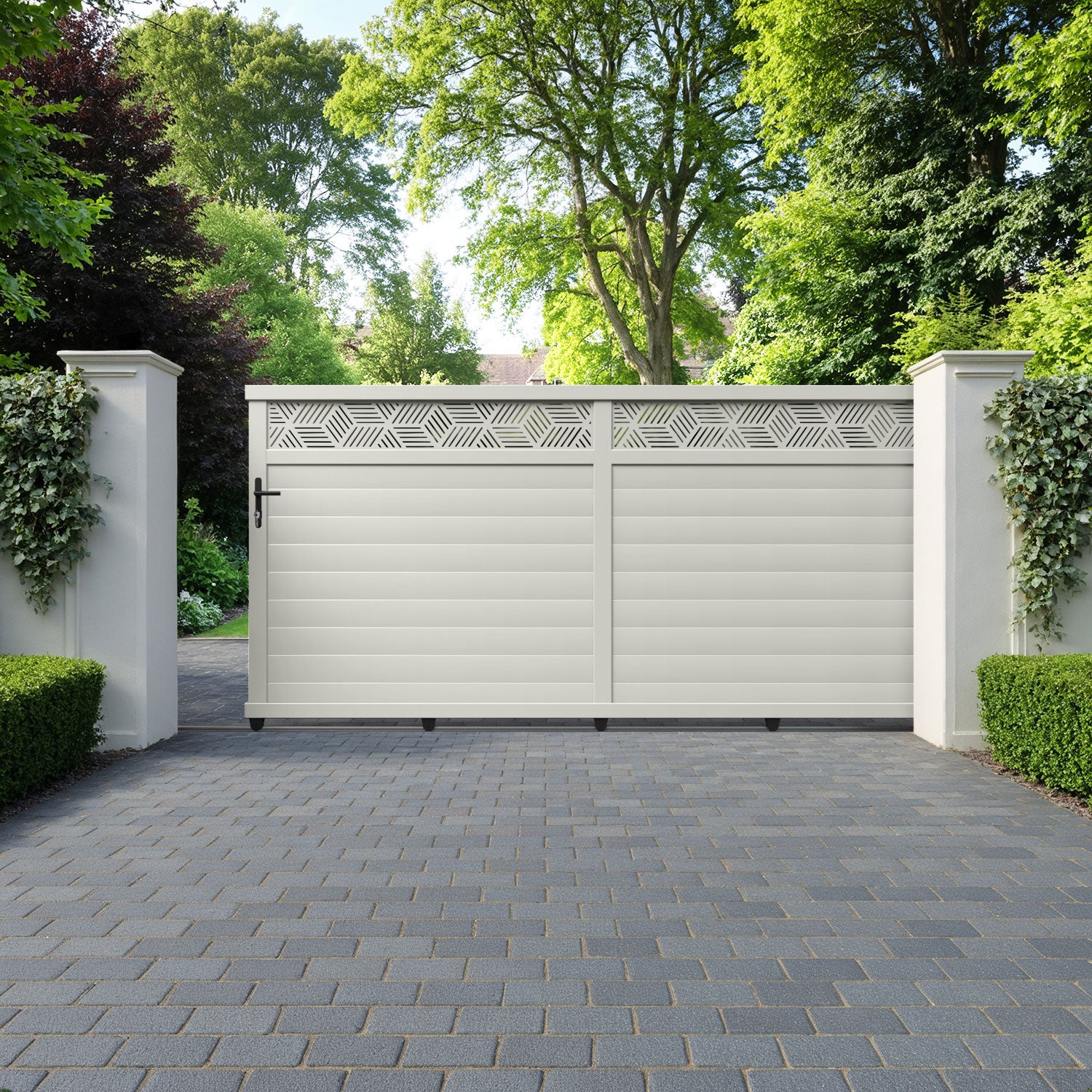 Cubed Aluminium Sliding Straight Top Driveway Gate
