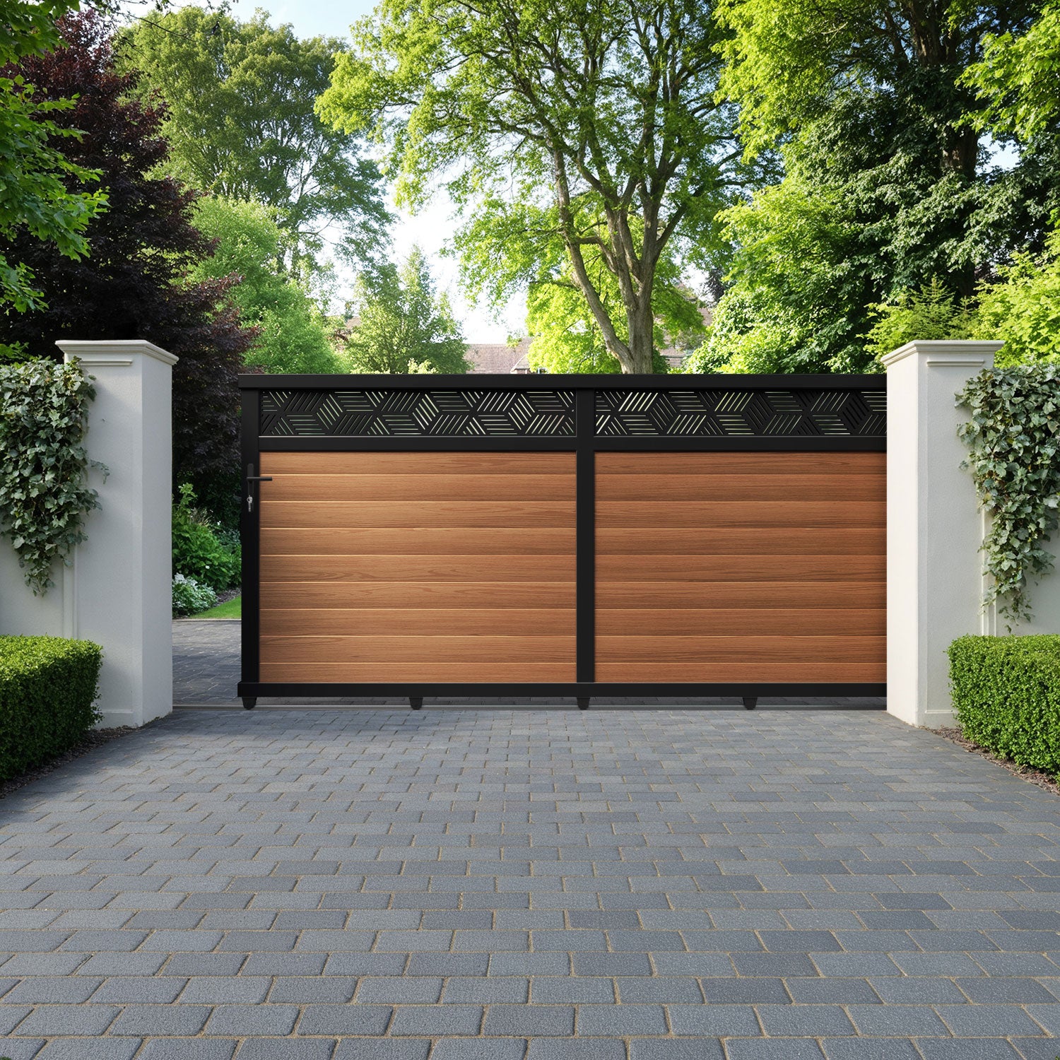 Cubed Aluminium Sliding Straight Top Driveway Gate
