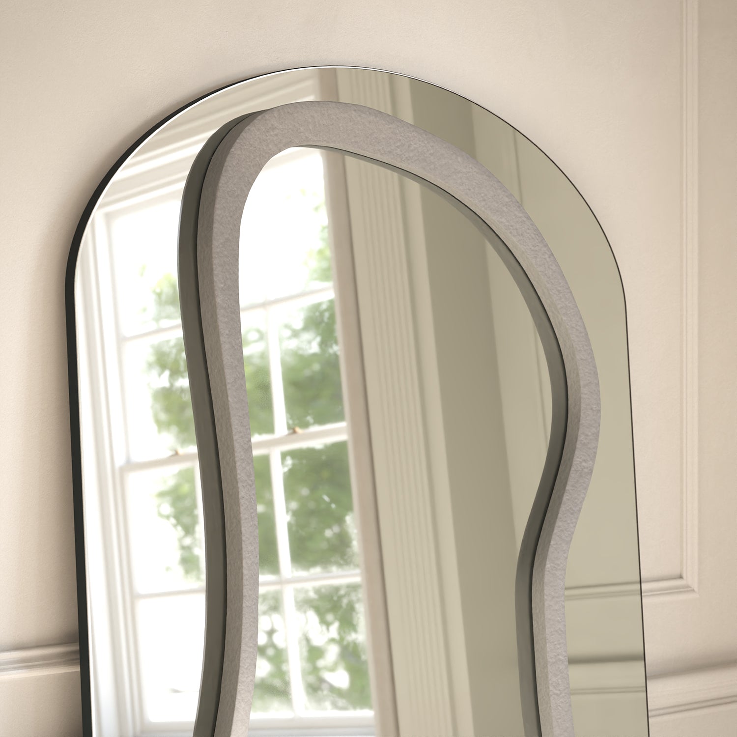 Eclipse Frame Within Arched Full-Length Leaner Mirror - with LED