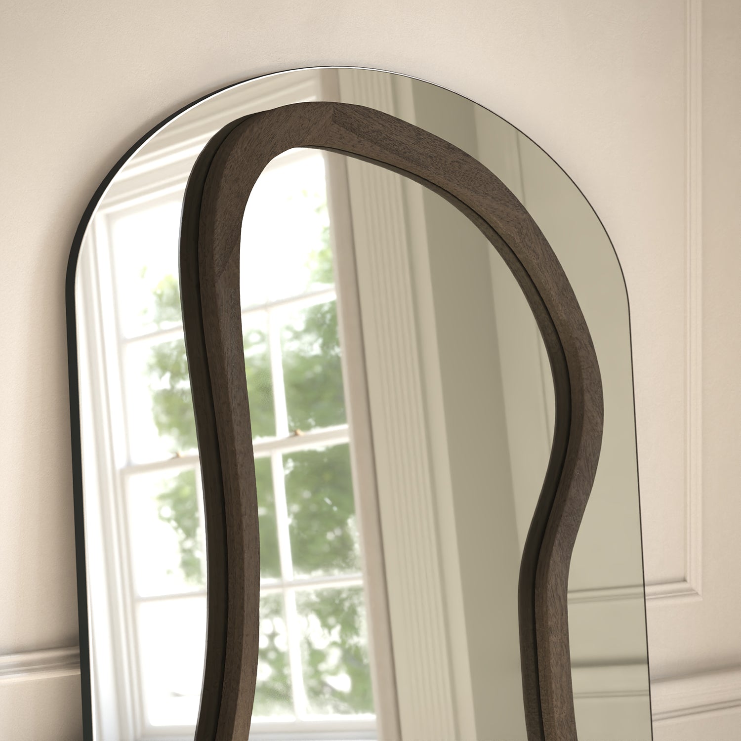 Eclipse Frame Within Arched Full-Length Leaner Mirror - with LED