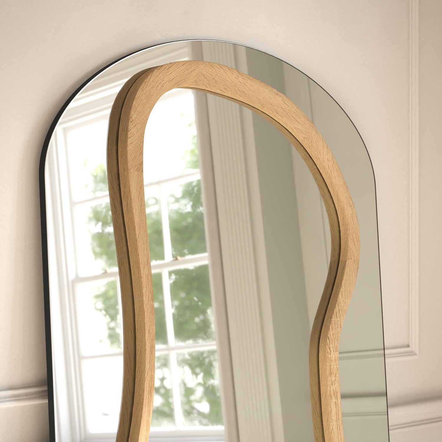 Eclipse Frame Within Arched Full-Length Leaner Mirror - with LED