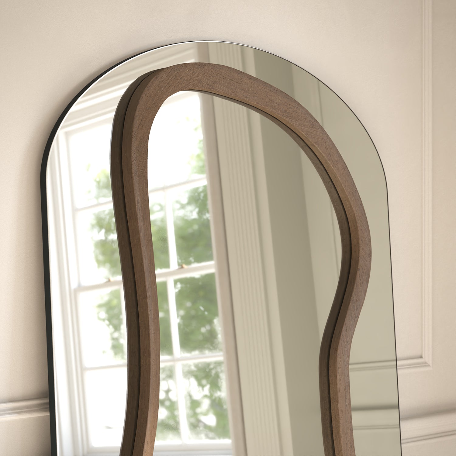 Eclipse Frame Within Arched Full-Length Leaner Mirror - with LED