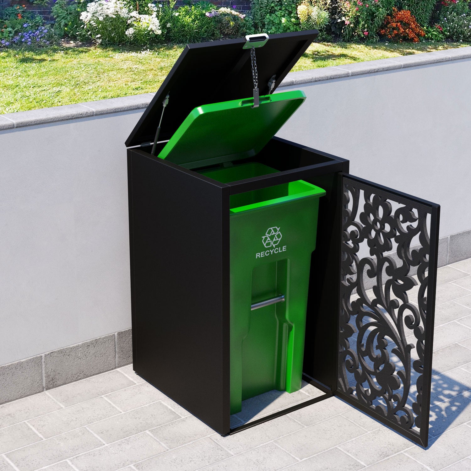Black 3 Bin Store with Eden Door Screen