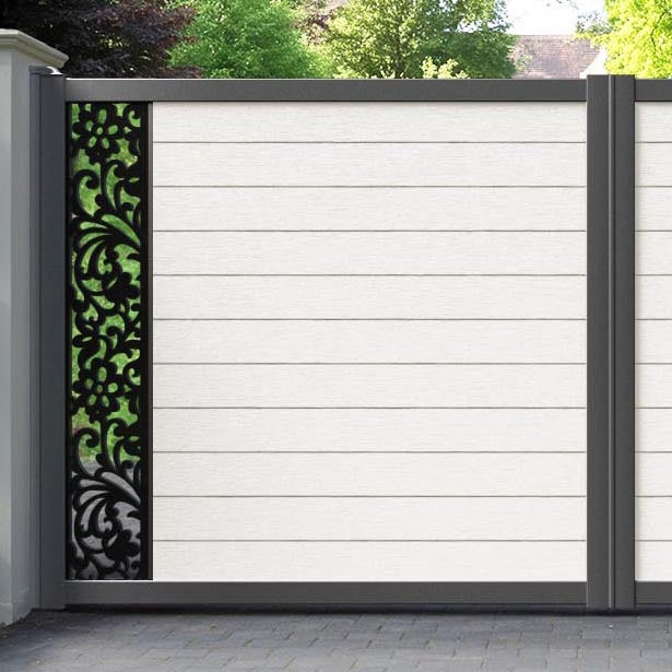 Fusion Eden Straight Top Driveway Gate - Light Stone - End Screen