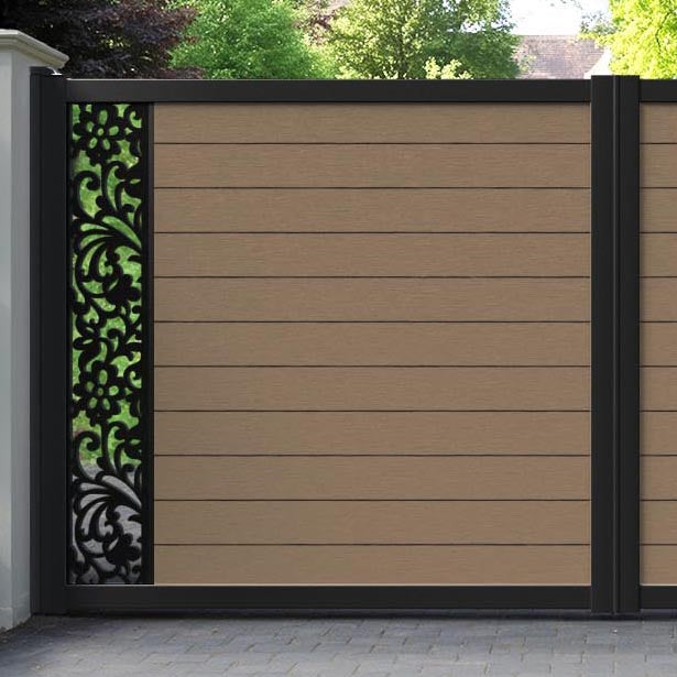 Fusion Eden Straight Top Driveway Gate - Teak - End Screen