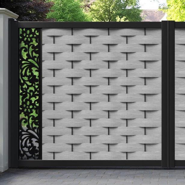 Ripple Eden Straight Top Driveway Gate - Light Grey - End Screen