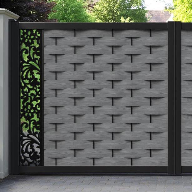 Ripple Eden Straight Top Driveway Gate - Mid Grey - End Screen